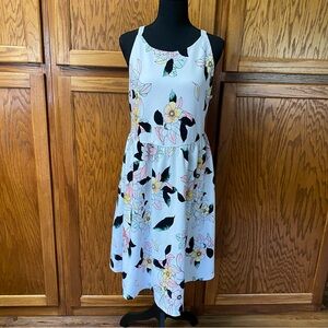 Size 2 Torrid White Floral Dress with Pink and Green Accents